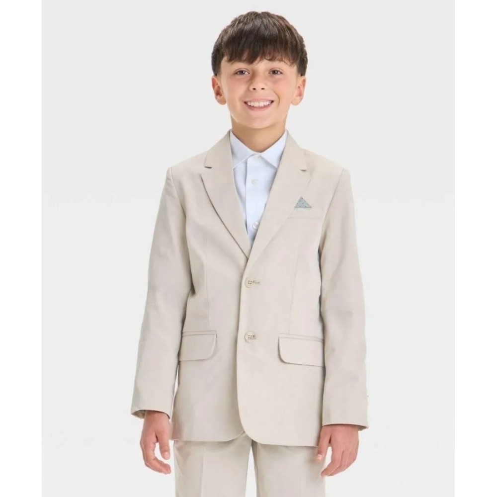 Cat and Jack Boys Suit Jacket Beige Blazer Formal Wedding Size 12